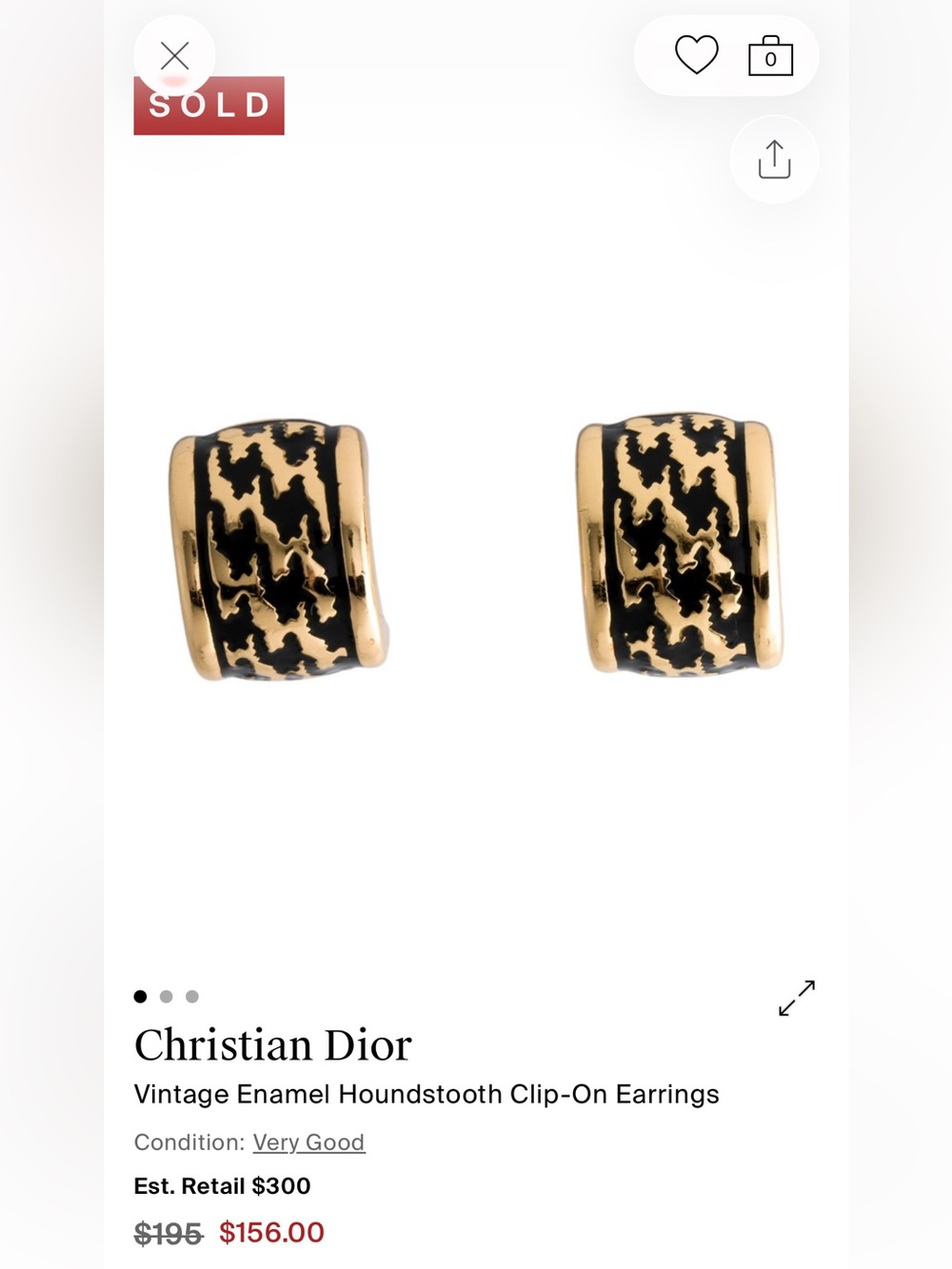 Dior Black and Gold Wide Patterned Hoop Earrings